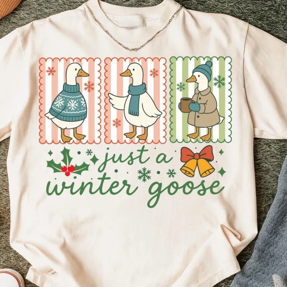 Winter Goose Shirt, Funny Cozy Goose Tee, Christmas Goose Shirt